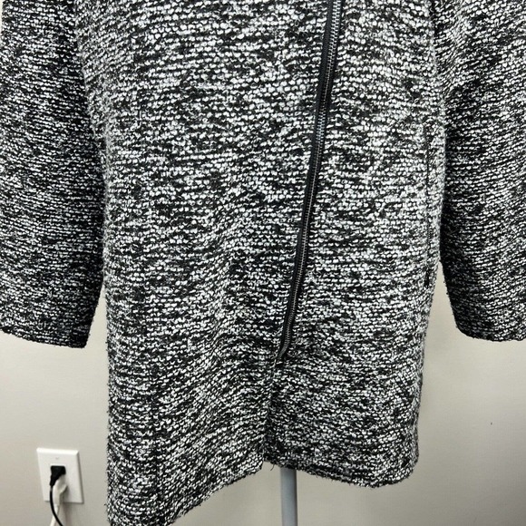 ASTR The Label Black Gray Marled Tweed Coat Size XS Asymmetrical Zip - Picture 4 of 16